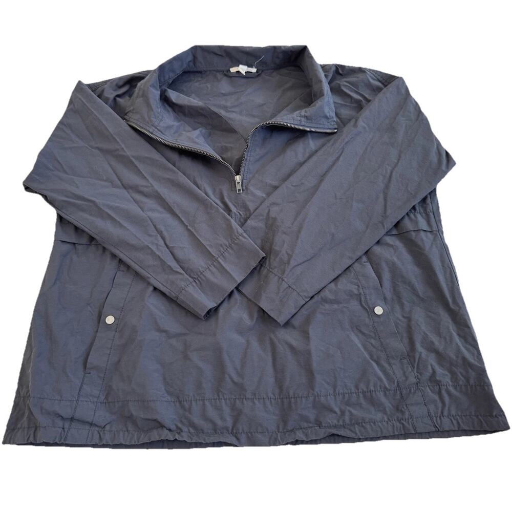 Eileen Fisher Black Organic Cotton Blend Windbreaker Jacket Women's L